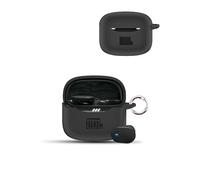 Case for JBL Tune Buds 2 Wireless Earbuds,daunke Soft Ribbed silicone protective Cover,Case with Round buckle,Full Protection,Black