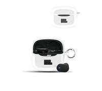 Case for JBL Tune Buds 2 Wireless Earbuds,daunke Soft Ribbed silicone protective Cover,Case with Round buckle,Full Protection,White