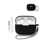 Case for JBL Vibe Beam 2 - True Wireless Noise Cancelling Earbuds, Soft Silicone Protective Portable Scratch Shock Resistant Shell with Cleaner Kit & Carabiner & Lanyard for JBL Vibe Beam 2,Black
