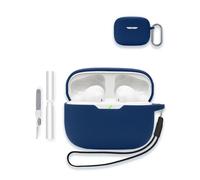 Case for JBL Vibe Beam 2 - True Wireless Noise Cancelling Earbuds, Soft Silicone Protective Portable Scratch Shock Resistant Shell with Cleaner Kit & Carabiner & Lanyard for JBL Vibe Beam 2,Blue