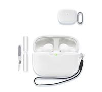 Case for JBL Vibe Beam 2 - True Wireless Noise Cancelling Earbuds, Soft Silicone Protective Portable Scratch Shock Resistant Shell with Cleaner Kit & Carabiner & Lanyard for JBL Vibe Beam 2,White