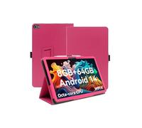 Case for Jeazans Jzpad-X11 Android 14 Tablet 10.1 Inch 2024 Upgraded Version，WUNIAK Premium Leather Business Folio Stand Cover with Hand Strap for Tablet,Rose Red.