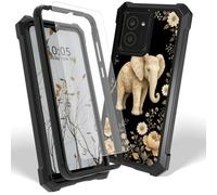 Case for Jitterbug Smart 5 w/ Screen Protector, Golden Flower Elephant