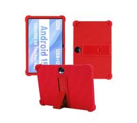 Case for JUNINKE C5 Android 15 Tablet 11-inch,WUNIAK Shock Proof Lightweight Stand Rubber Shell Protective Cover,Kids Friendly Soft Silicone Adjustable Stand Cover,RED
