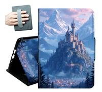 Case for Kindle 10th Generation 2019 Released 6" with Hand Straps and Auto Wake/Sleep Leather Multiple Angles Stand Smart Cover for 6 inch Kindle 10th Gen 2019 Tablet,Mountain Castle