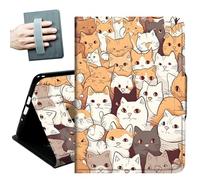 Case for Kindle 10th Generation 2019 Released 6" with Hand Straps and Auto Wake/Sleep Leather Multiple Angles Stand Smart Cover for 6 inch Kindle 10th Gen 2019 Tablet,Cute Funny Cats