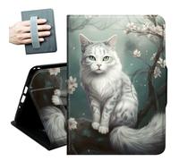 Case for Kindle 10th Generation 2019 Released 6" with Hand Straps and Auto Wake/Sleep Leather Multiple Angles Stand Smart Cover for 6 inch Kindle 10th Gen 2019 Tablet,Cute Cats Flower
