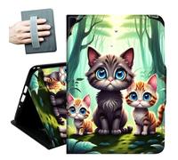 Case for Kindle 10th Generation 2019 Released 6" with Hand Straps and Auto Wake/Sleep Leather Multiple Angles Stand Smart Cover for 6 inch Kindle 10th Gen 2019 Tablet,Three Cute Tiger