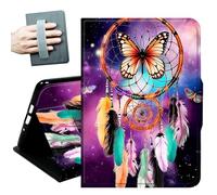 Case for Kindle 10th Generation 2019 Released 6" with Hand Straps and Auto Wake/Sleep Leather Multiple Angles Stand Smart Cover for 6 inch Kindle 10th Gen 2019 Tablet,Dream Catcher/Butterfly