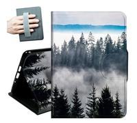 Case for Kindle 10th Generation 2019 Released 6" with Hand Straps and Auto Wake/Sleep Leather Multiple Angles Stand Smart Cover for 6 inch Kindle 10th Gen 2019 Tablet,Nature Mountain Forest