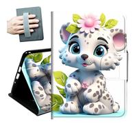 Case for Kindle 10th Generation 2019 Released 6" with Hand Straps and Auto Wake/Sleep Leather Multiple Angles Stand Smart Cover for 6 inch Kindle 10th Gen 2019 Tablet,Cute Tiger Flowers