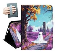 Case for Kindle 10th Generation 2019 Released 6" with Hand Straps and Auto Wake/Sleep Leather Multiple Angles Stand Smart Cover for 6 inch Kindle 10th Gen 2019 Tablet,Mountain Trees and Moon