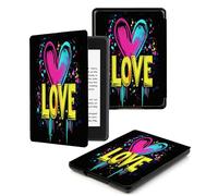 Case for Kindle 7th Generation 6-inch（Model：WP63GW）2014 Release Smart Magnet Ultra-thin Leather Cover with Auto Wake/Sleep,Pink Love Text