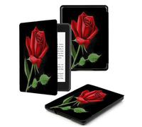 Case for Kindle 8th Generation - Slim & Light Smart Cover Case with Auto Sleep & Wake for Kindle E-reader 6" Display,8th Generation 2016 Release Red Green Leaf Rose