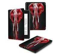 Case for Kindle 8th Generation - Slim & Light Smart Cover Case with Auto Sleep & Wake for Kindle E-reader 6" Display,8th Generation 2016 Release Red Colorful Elephant