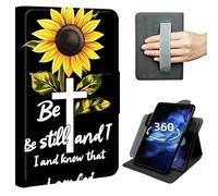 Case for Kindle Fire 7" Tablet (2015/2017 /2019 Release), 360° Rotating Stand Cover with Hand Strap, Shockproof Protective Folio with Auto Sleep/Wake,Bible Verse Sunflower