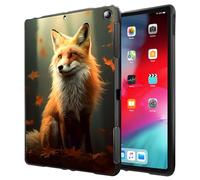 Case for Kindle Fire HD 10 & 10 Plus Tablet (11th Generation, 2021) Ultra-Thin Slim Lightweight Shockproof Black TPU Silicone Protective Back Shell Cover for Kids Women,Maple Leaf Fox