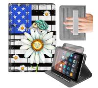 Case for Kindle Fire HD 10 & 10 Plus Tablet (13th/11th Gen, 2023/2021 Release) 10.1",Cover with Built-in Hand Strap,Horizontal & Vertical Stand,Auto Wake/Sleep,Turtle Floral Flag Design