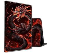 Case for Kindle Fire HD 10 Tablet Case (9th/7th/5th Generation, 2019/2017/2015 Release) 10.1" PU Leather Shockproof Stand Protective Cover with Auto Sleep/Wake,Red Dragon
