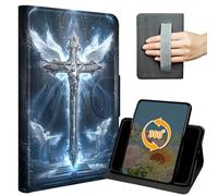 Case for Kindle Fire HD 8 Tablet (6th/7th/8th Generation, 2016/2017/2018 Release) Slim PU Leather 360° Rotating Stand Cover with Hand Strap Auto Wake/Sleep Magnetic Clasp,God Jesus Christian Cross
