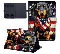 Case for Kindle Oasis 10th/9th Generation 7 inch 2019/2017 Release Lightweight 360 Degree Rotating PU Leather Cover with Multi-Angle Viewing Stand Tablet Case - American Flag Dog