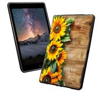 Case for Kindle Paperwhite 10th Generation 6 inch 2018 Release with Wood Sunflower Flower Pattern Style Design Slim Soft Lightweight TPU Rubber Shock Proof Protective Tablet Case Cover