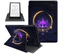 Case for Kindle Paperwhite 12th Gen 2024 Released (7") & Kindle Colorsoft Signature Edition, 360 Degree Rotating Folio PU Leather Cover, Auto Sleep/Wake, Crescent Moon 2
