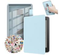 Case for Kindle Paperwhite 12th Gen 2024 Released (7") & Kindle Colorsoft Signature Edition, Clear Back Shell Durable PU Leather Cover with Auto Sleep Wake Hand Strap Book Stickers for Kindle