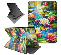 Case for Kindle Paperwhite 12th Gen & Colorsoft Signature Edition 2024 7 inch 360 Rotating Degree Stand Lightweight Protective Smart Cover with Auto Wake/Sleep - Watercolor Colorful Lotus Flowers