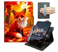 Case for Kindle Paperwhite 12th Generation 7 inch 2024 & Colorsoft Signature Edition 360 Degree Rotating Tablet Cover with Hand Strap, Auto Wake/Sleep & Magnetic Clasp - Cute Fox and Maple Forest