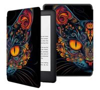 Case for Kindle Paperwhite 5th/6th/7th Case 2012-2017 (Model NO. EY21 / DP75SDI), Lightweight PU Leather Cover Slim Shell Auto Wake/Sleep - Psychedelic Cat Head