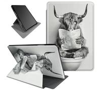 Case for Kindle Scribe 10.2 inch 2022/2024 Release 360 Rotating Degree Stand Lightweight Protective Smart Cover with Auto Wake/Sleep - Cow Reads The Newspaper