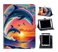 Case for Kindle Scribe 10.2 inch 2024 & 2022 Released,360 Degree Rotating Case Protective Cover with Kickstand and with Magnetic Closure for Kindle Scribe 10.2" 2024/2022,Dolphins in The Sunset