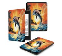 Case for Kindle Voyage 2014, Case for Kindle Voyage (2014 Posted, Model No. NM470GZ) PU Leather With Smart Sleep/Wake protective Cover,Dolphin Sunset