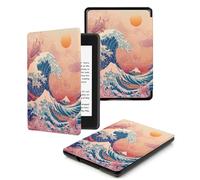 Case For Kindle Voyage 7th Generation Cover (2014 Released) With Auto Wake/Sleep for Kindle Voyage Pu Leather Smart Cover,Ocean Waves Sun