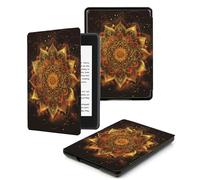 Case For Kindle Voyage 7th Generation Cover (2014 Released) With Auto Wake/Sleep for Kindle Voyage Pu Leather Smart Cover,Yellow Mandala