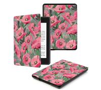 Case For Kindle Voyage 7th Generation Cover (2014 Released) With Auto Wake/Sleep for Kindle Voyage Pu Leather Smart Cover,Pink Wildflowers