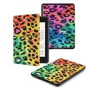 Case For Kindle Voyage 7th Generation Cover (2014 Released) With Auto Wake/Sleep for Kindle Voyage Pu Leather Smart Cover,Watercolor Leopard Print