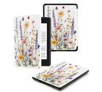 Case For Kindle Voyage 7th Generation Cover (2014 Released) With Auto Wake/Sleep for Kindle Voyage Pu Leather Smart Cover,Wildflowers Butterfly Bee