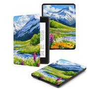 Case For Kindle Voyage 7th Generation Cover (2014 Released) With Auto Wake/Sleep for Kindle Voyage Pu Leather Smart Cover,Wildflowers Mountain
