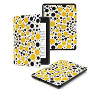 Case For Kindle Voyage 7th Generation Cover (2014 Released) With Auto Wake/Sleep for Kindle Voyage Pu Leather Smart Cover,Yellow Black Polka Dots
