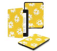 Case For Kindle Voyage 7th Generation Cover (2014 Released) With Auto Wake/Sleep for Kindle Voyage Pu Leather Smart Cover,Cute White Floral