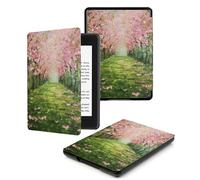 Case For Kindle Voyage 7th Generation Cover (2014 Released) With Auto Wake/Sleep for Kindle Voyage Pu Leather Smart Cover,Pink Floral Grass