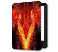 Case for Kindle Voyage - [The Thinnest and Lightest] Protective PU Leather Cover with Auto Sleep/Wake (will only fit Kindle Voyage 2014),Flame Red Dragon
