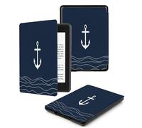 Case for Kindle Voyage - [The Thinnest and Lightest] Protective PU Leather Cover with Auto Sleep/Wake (will only fit Kindle Voyage 2014) Dark Blue Line Anchor