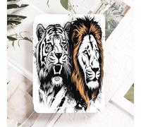 Case for Kindle Voyage - [The Thinnest and Lightest] Protective PU Leather Cover with Auto Sleep/Wake (will only fit Kindle Voyage 2014),Line Lion Tiger