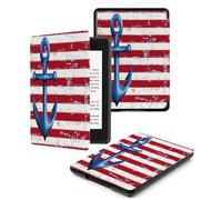 Case for Kindle Voyage - [The Thinnest and Lightest] Protective PU Leather Cover with Auto Sleep/Wake (will only fit Kindle Voyage 2014),Striped Anchor