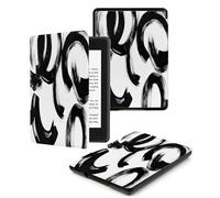 Case for Kindle Voyage - [The Thinnest and Lightest] Protective PU Leather Cover with Auto Sleep/Wake (will only fit Kindle Voyage 2014),Black And White Geometric Circles