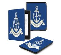 Case for Kindle Voyage - [The Thinnest and Lightest] Protective PU Leather Cover with Auto Sleep/Wake (will only fit Kindle Voyage 2014),Striped Anchor