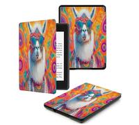 Case for Kindle Voyage - [The Thinnest and Lightest] Protective PU Leather Cover with Auto Sleep/Wake (will only fit Kindle Voyage 2014),White Hippie Alpaca